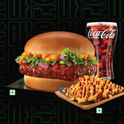 Korean Spicy Paneer Burger Meal.