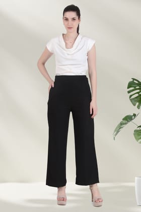 Long Flowing Trousers, Black-XS