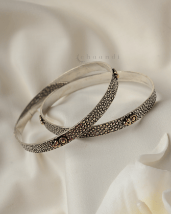 Gold Polish Silver Bangle CHB1121 (Pair)