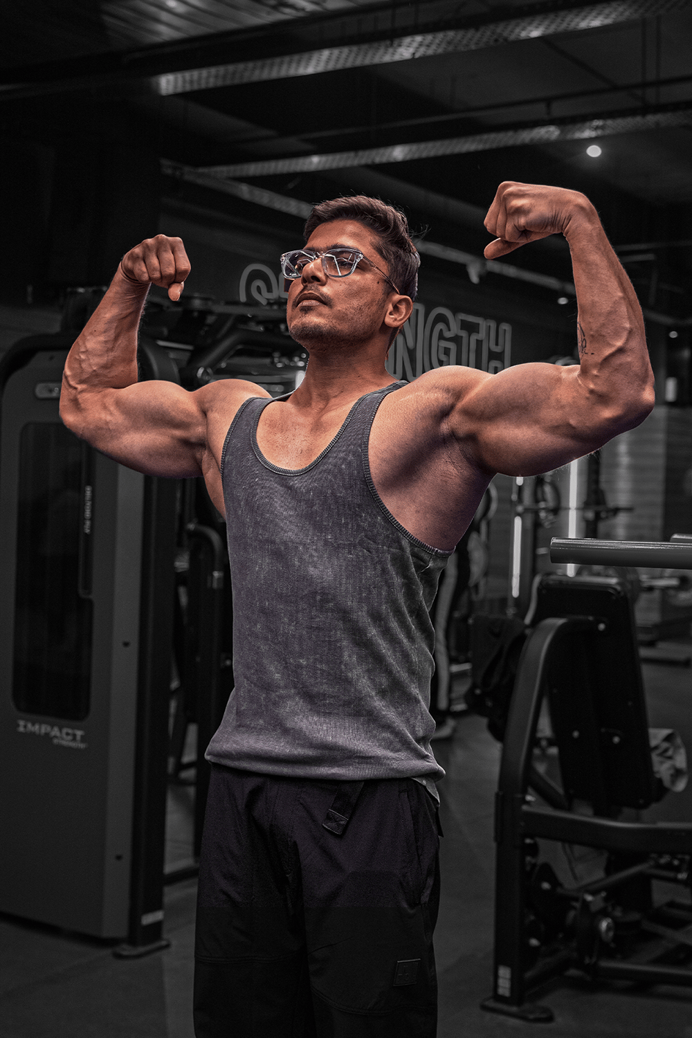 Washed Muscle-Up Ribbed Tank - Grey-4XL