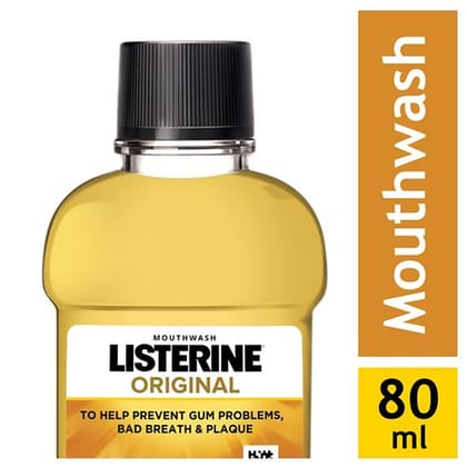 Listerine Mouthwash Liquid - Original, Removes 99.9% Germs, 80 Ml