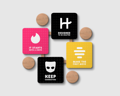 'Swipe Right for Love' Dating App Coaster Set of 4