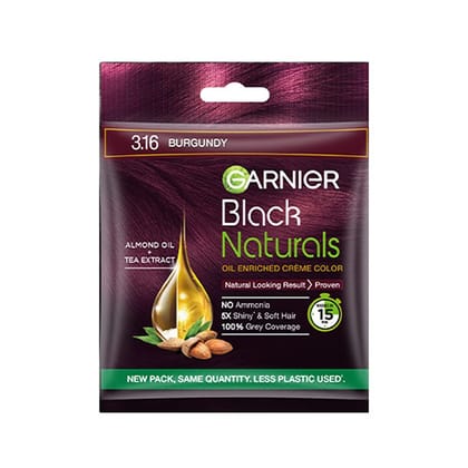 Garnier Black Naturals Hair Colour, 20 g 3.16 Natural Burgundy