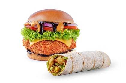 American BBQ Veggie Burger + Veggie Wrap