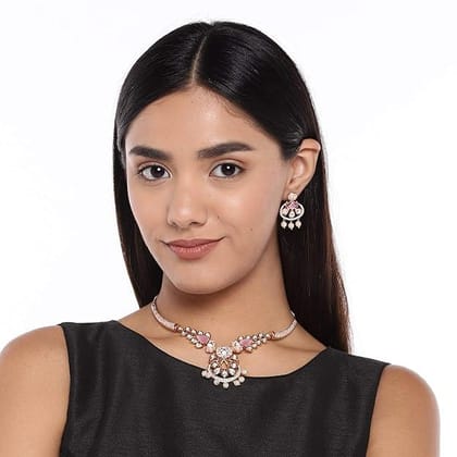 Rose Gold-Plated AD Jewellery Set