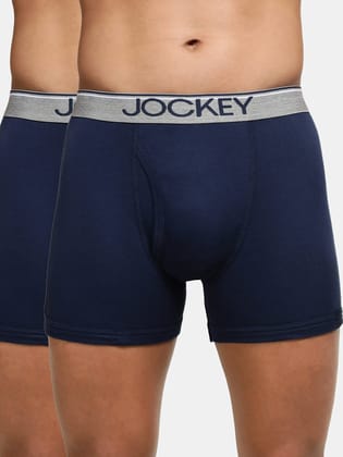Jockey Men's Super Combed Cotton Rib Solid Boxer Brief 8009 Assorted Pack Of 2-M / Assorted