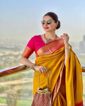 Banarasi woven  yellow SILK SAREE
