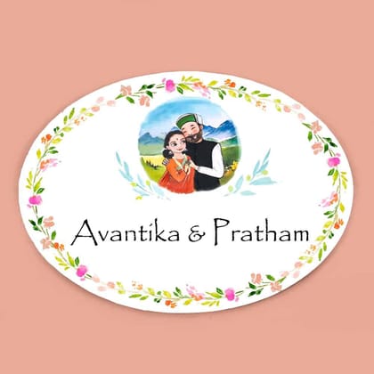 Himachali Couple- Handpainted Personalised Name Plate