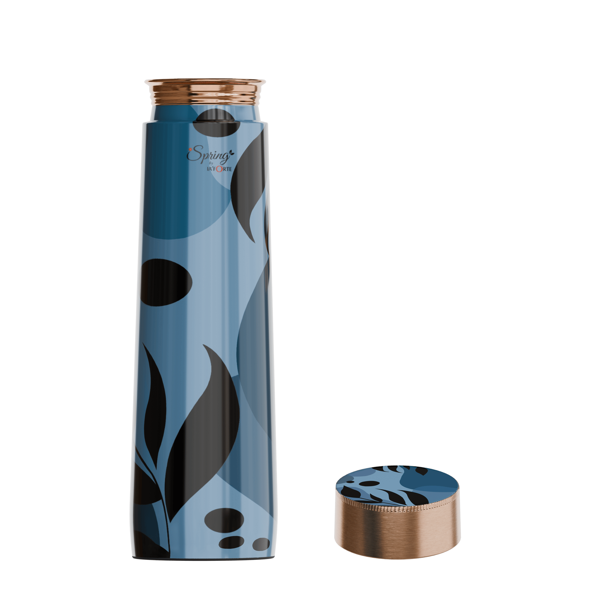 Pure Copper Elegant 1000 ml Premium Coated Water Bottles (Blue Black, 1000 Ml)-Blue