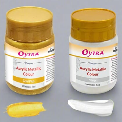 Oytra 100 ml Metallic Acrylic Color Paint Gold and Silver