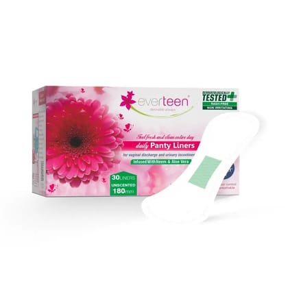 everteen Daily Panty Liners with Neem, Aloe Vera for Vaginal Discharge and Urinary Incontinence in Women-30 Liners / 1 Pack