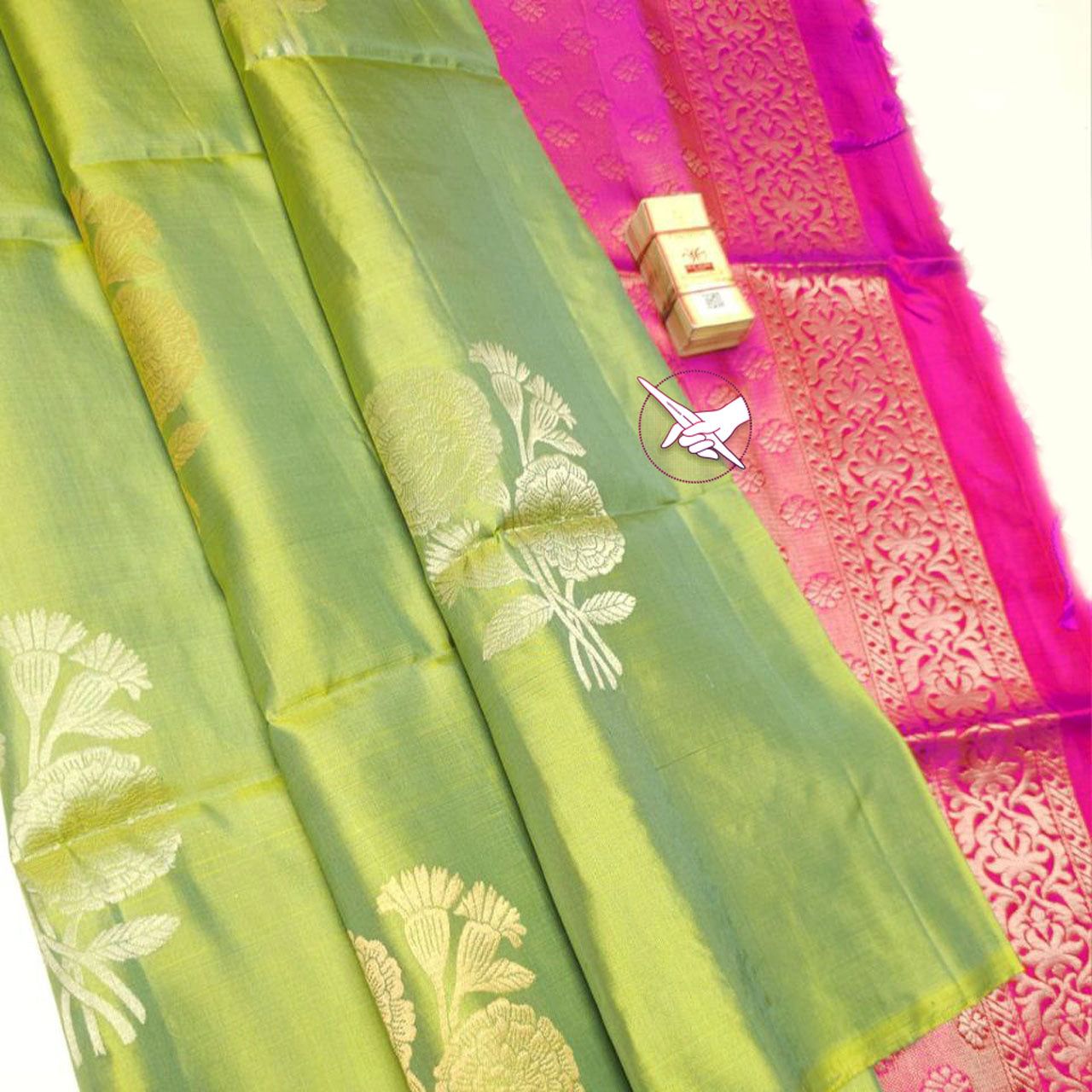 Sea Green Premium Silk Big Meena Work Buttas All Over Saree With Rich Pallu-Green / Silk / Weaving Work