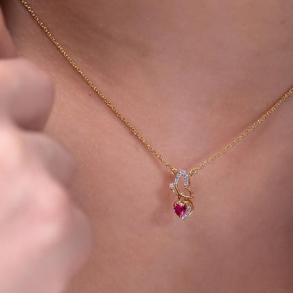 Kaisha Red Ruby Heart Silver Pendant | 22KT Gold Vermeil-Yellow Gold