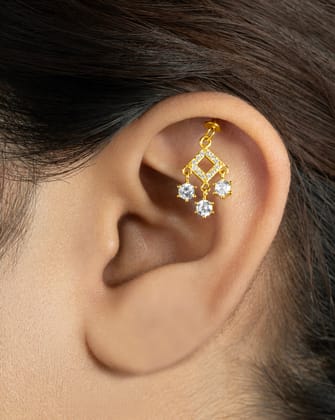 Solitaire Droplets - Helix Hanging - 14K Gold Plated-Screw attachment