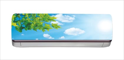 DreamKraft Decorative Beautiful Green Leaves with Water Drop AC Sticker (Multicolor PVC Vinyl, 30cm X 91cm)