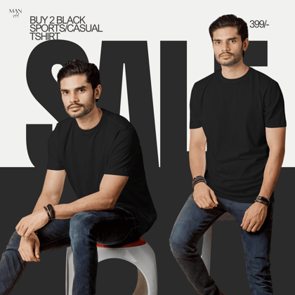 Pack of 2 Black T-Shirts for Men – Classic Solid Tees for Everyday Style-2XL