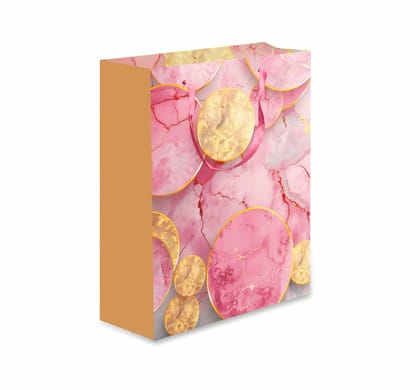 Premium 200 GSM Small FBB Pink Marble Matt Lamination Printed Attractive Small Party Paper Gift Bags, Ideal For Birthday Return Gifts, Kids Party, & Gifting On Special Occasions (Size: 12.5x10.25x4 Inch) -  5
