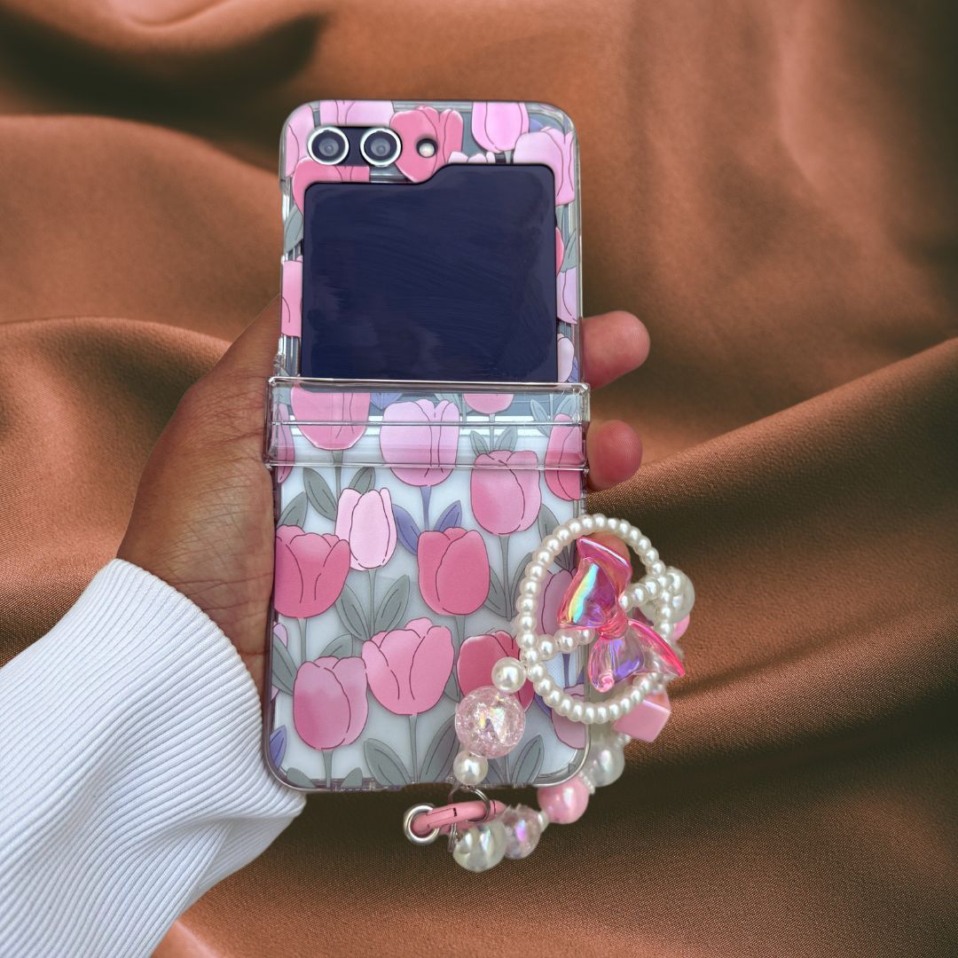 Cute Tulips Luxury Cover (with Lanyard)-Samsung Galaxy Z Flip 5