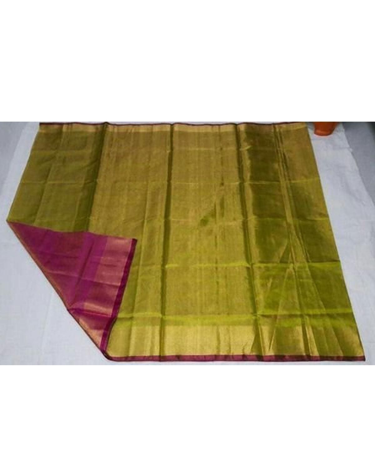 UPPADA TISSUE GREEN AND PINK COLOUR SAREE