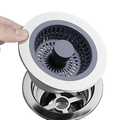 3 in 1 Kitchen Sink Drain Strainer - Stopper Set, Stainless Steel Kitchen Sink Stopper, Pop Up Anti-Clogging Sink Strainer Basket Filter
