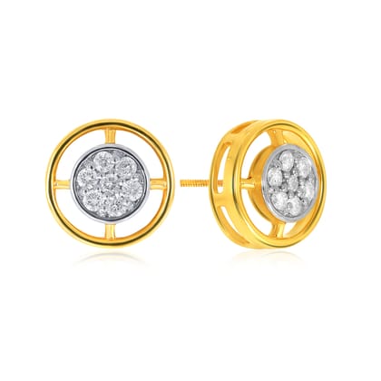 Senco Gold Radiant Roulette Diamond Studs (3.3 gram / 0.16 Ct / GH-VS / 18K Yellow Gold)