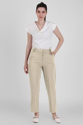 Straight Fit Formal Trousers, Sand-XS