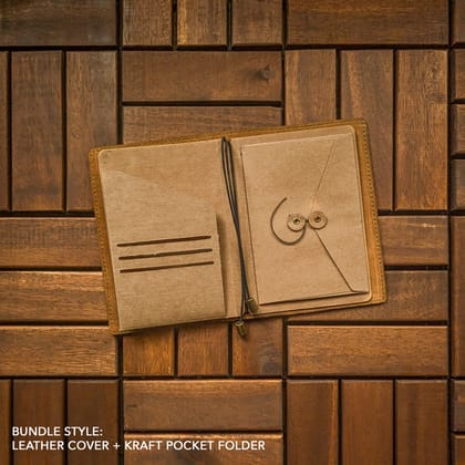 Tropical Green TBC Travellers Journal | A6-Leather Cover + Kraft Folder