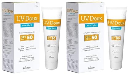 Brinton UV Doux Blue Sunscreen Gel SPF 50 pa+ + + UVA/UVB  50 gm x Pack of 2
