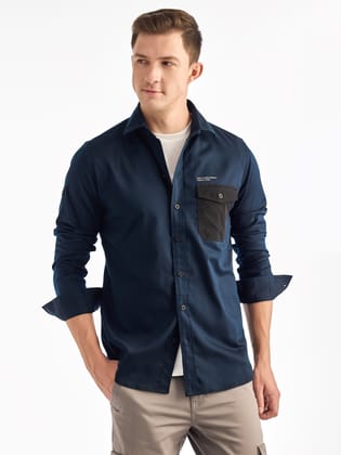 Navy Solid Urban Shirt-M/38