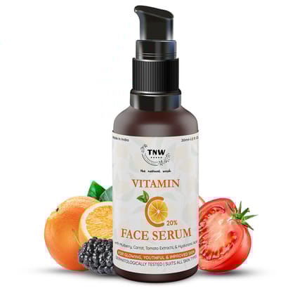 Vitamin C Face Serum (with 20% Vitamin C, Hyaluronic, Niacinamide, Glycolic Acids).-30ml