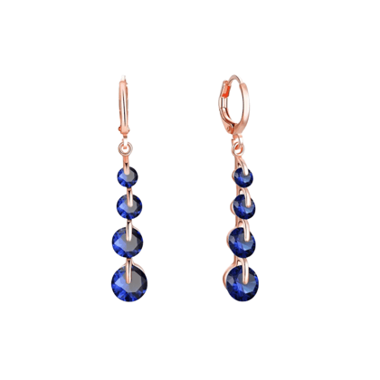 Gold Plated Navy Blue Dangle and Drop Cubic Zirconia Earrings for Women and Girls Copper Stud Earring-Navy Blue