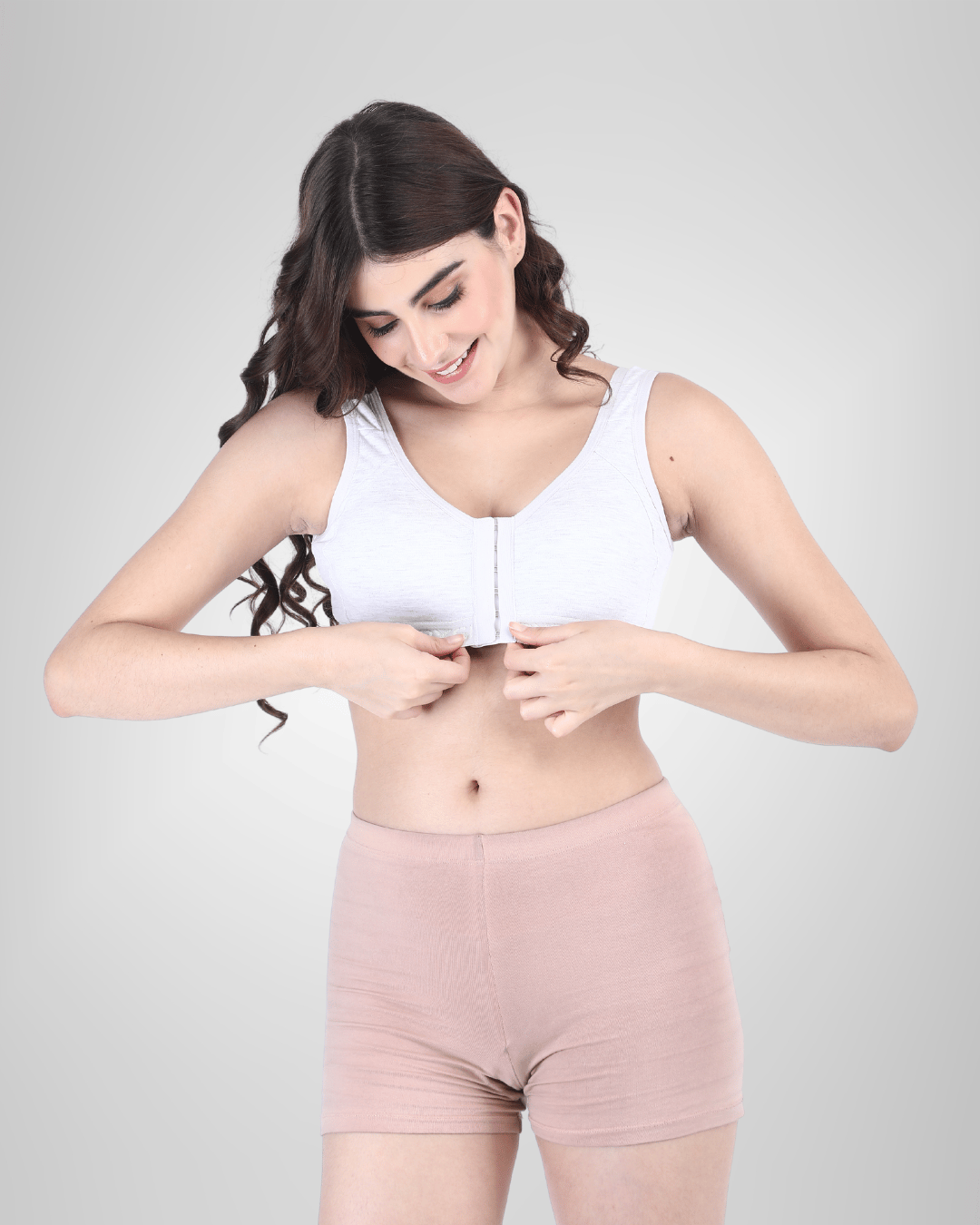 Front Open Sports Cotton Bra-White / 30B