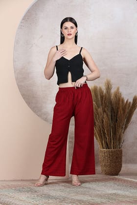Lucknowni Plazzo - Free Size-Maroon / Free Size