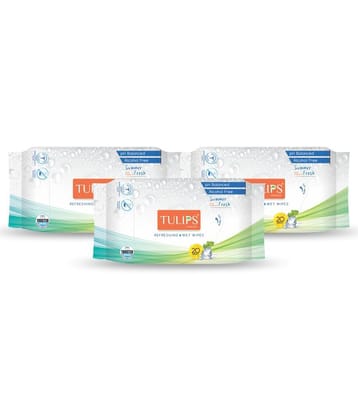 Tulips Refreshing Wet Wipes Summer Fresh Fragrance (3 pack x 20 wipes) Makeup Remover Wipes 317 g