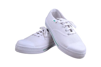 Titas Children White Canvas School Shoe (9 Years & above Children)(True Comfort)-White / 2