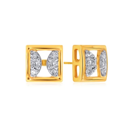 Senco Gold Gleaming Curtains Diamond Studs (2.1 gram / 0.13 Ct / HI-SI / 18K Yellow Gold)