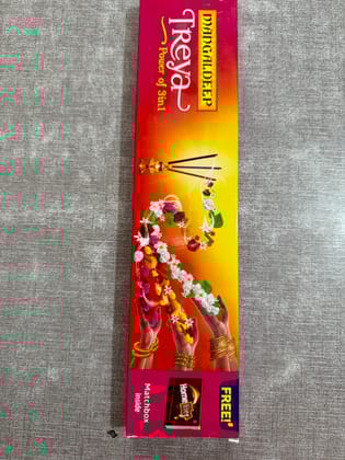 MANGALDEEP Treya 3in1 - Power of 3in1, 72 Agarbatti Sticks