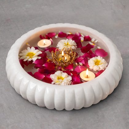 Marble Urli White - Handicraft Bazaar-12 Inches / Marble