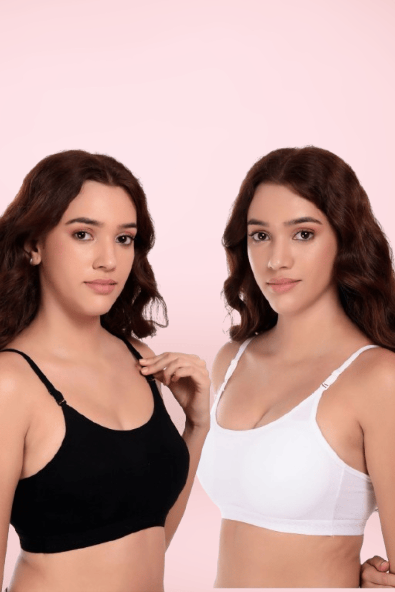 Wire Free Lightly Padded Sports Bra for Women - Everyday T- Shirt Super Comfortable Bra Pack of 2 ( White, Black)-30