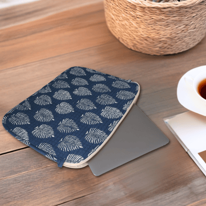 Leaf Print Block Print Laptop Sleeve-leaf print