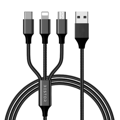 3 in 1 Charging Cable-Black / Pack Of 1
