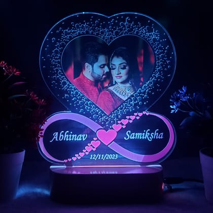 Personalized 3D illusion Photo frame LED Table Lamp-Multicolor with remote