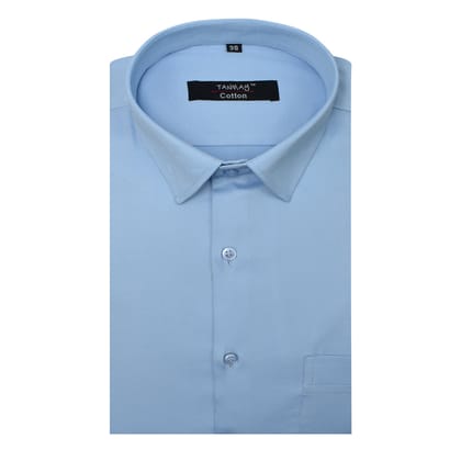 Sky Blue Color Lycra Cotton Shirt For Men's-M (38 Inch) (98 CM) / Full