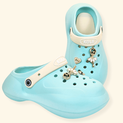 Blue Ballerina's Heart Charm Clogs-36-37