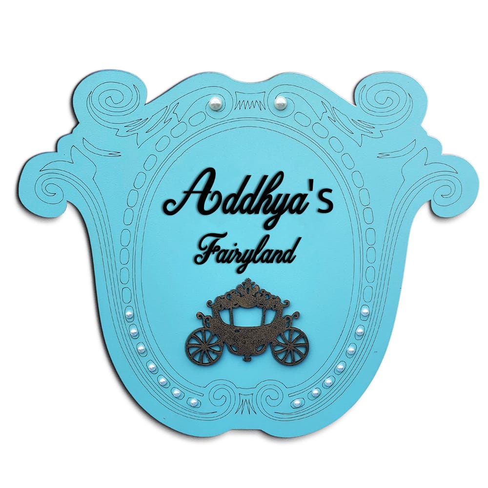 Princess Crown Shape Nameplate With 3D Letters 14 X 11 Inches-Blue