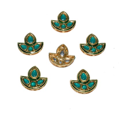 Meenakari Kundan Stone Components,Connector, Charms for Jewellery Making. (21X23 MM) , RCT-004-Per Packet of 6 Pcs / 21X23 MM