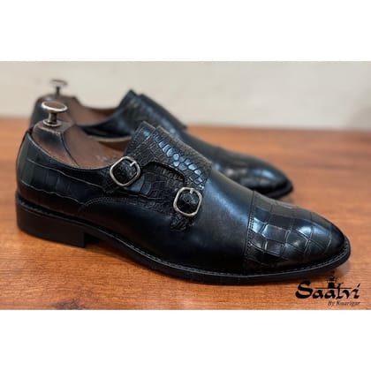 Edison - Black Croco Monk Strap-UK5/US6/EU39