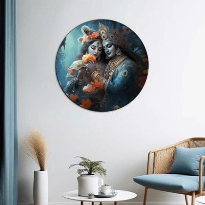 Radha Krishna Digital Wood Print Wall Art-9 X 9 Inches / Pinewood Thickness: 6mm