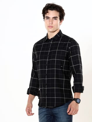 Midnight Plaid Black Checks Shirt-S / Black