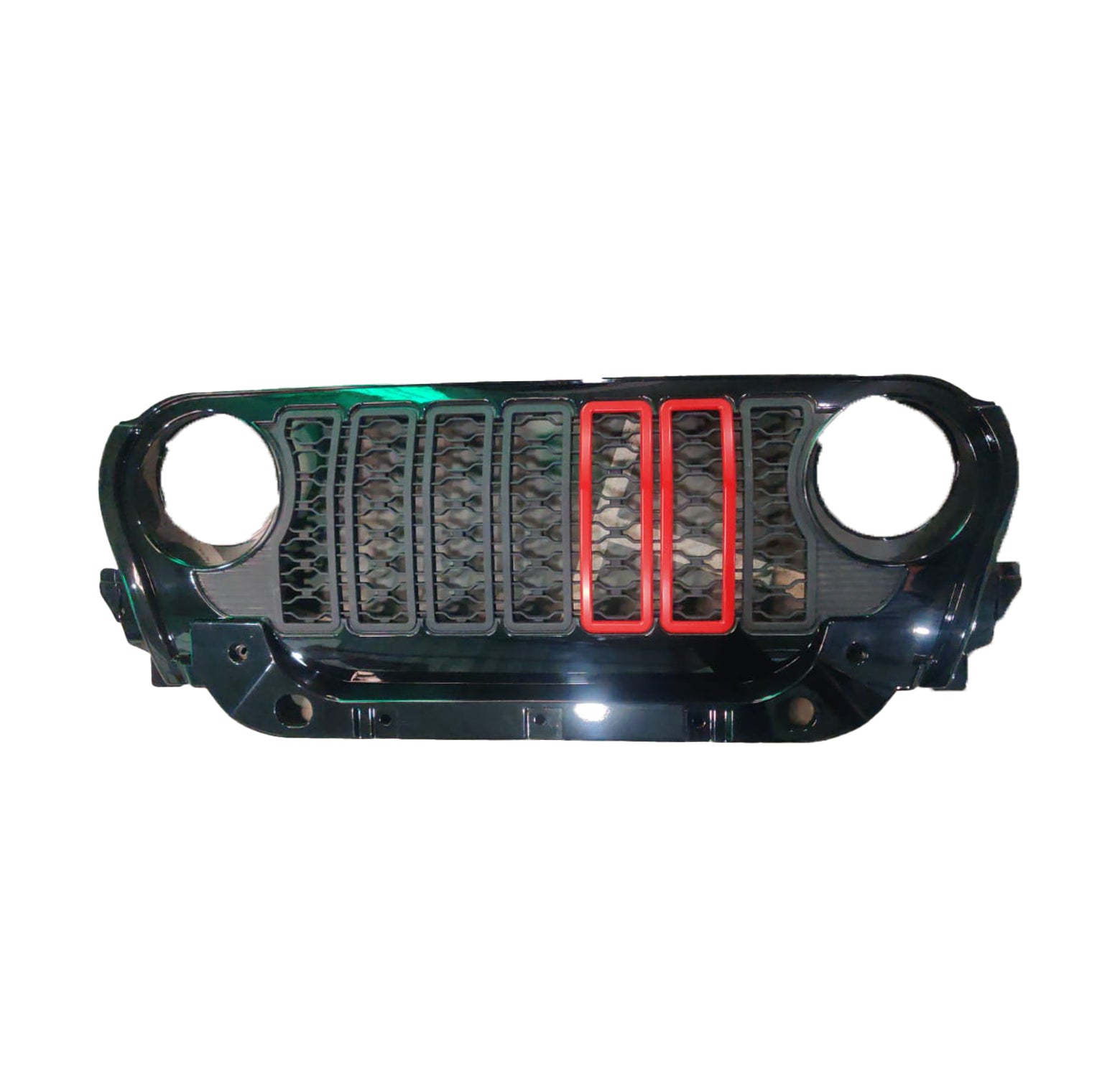 ABS Wrangler 2024 Style Front Grill for Mahindra Thar 2020-Napoli Black / Matte Black / With Ring